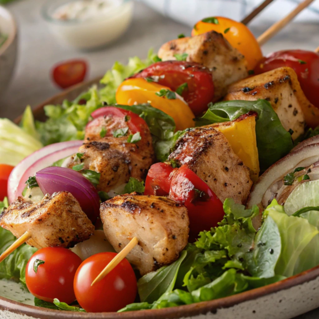 BBQ Chicken Skewer Salad