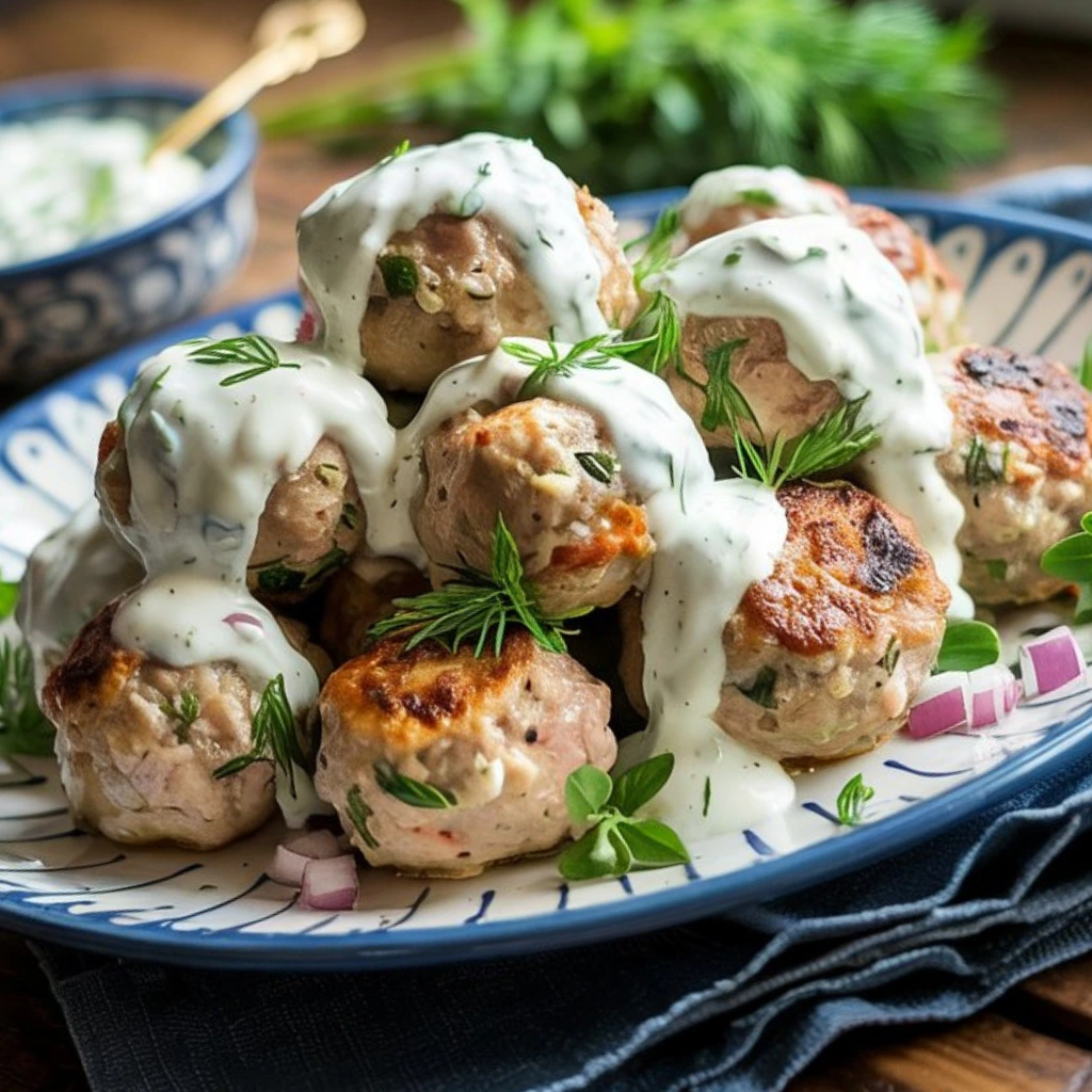 Greek Turkey Meatballs with Tzatziki