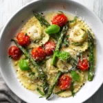 Ravioli with Asparagus and Tomatoes